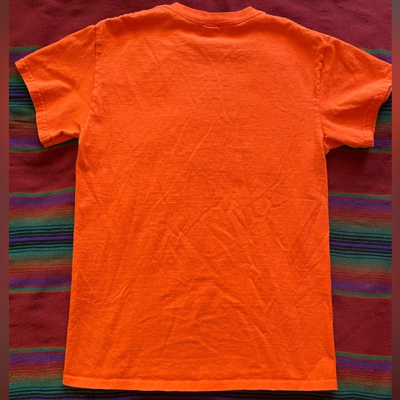 Y2K ZigZag Man Orange/Black Tee! Size Small. Gildan. 100% Cotton. - Picture 4 of 8